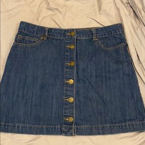Button front denim skirt